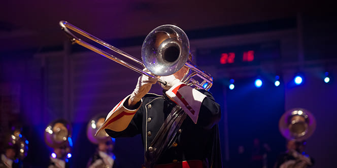 Where to Travel in May? Top 10 Destinations Worth Traveling (And Events to Attend) 8 Details from a music show and marching band. Playing musicians wind instruments in uniforms. Baritone Mellofoon. trumpet percussion. Concert band or windband performing during event Where to Travel in May? Top 10 Destinations Worth Traveling (And Events to Attend)