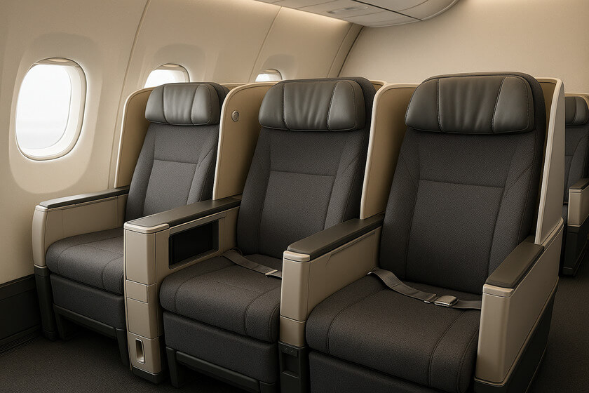 The Subtle Fears of Business-Class Travelers 4 business class seats on airplane The Subtle Fears of Business-Class Travelers