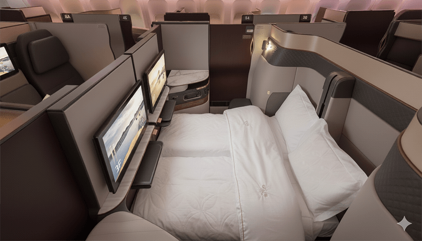 Business Class for Couples: The Art of Traveling Together 4 qatar airways qsuite business class double bed Business Class for Couples: The Art of Traveling Together