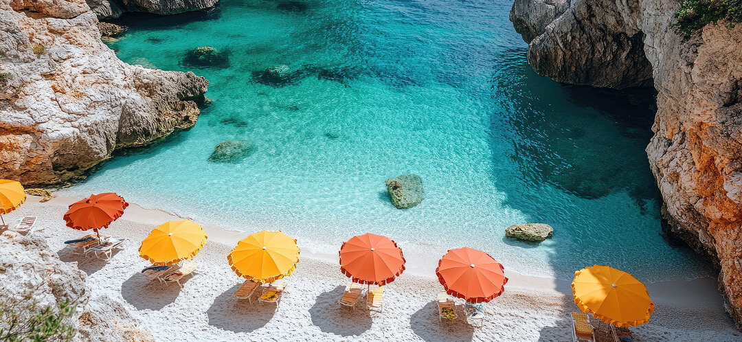 Sardinia in September and October: the smart 2026 luxury travel move for American travelers 5 hidden cove beach in sardinia with colorful umbrellas